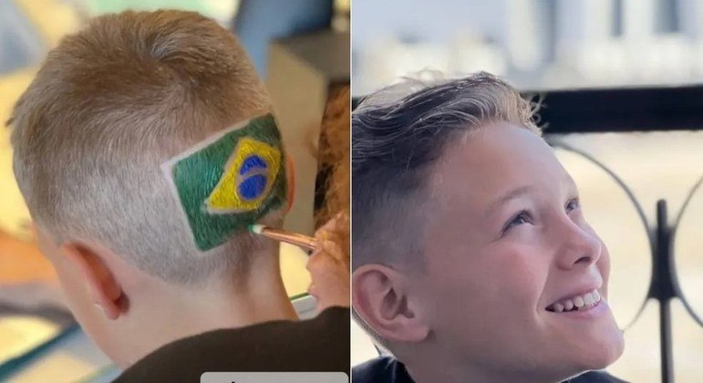 Na régua! Davi Lucca, filho de Neymar, pintou a bandeira do Brasil nos cabelos