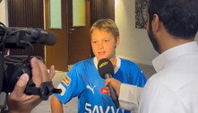 Filho de Neymar impressiona ao dar entrevista em inglês na Arábia; veja