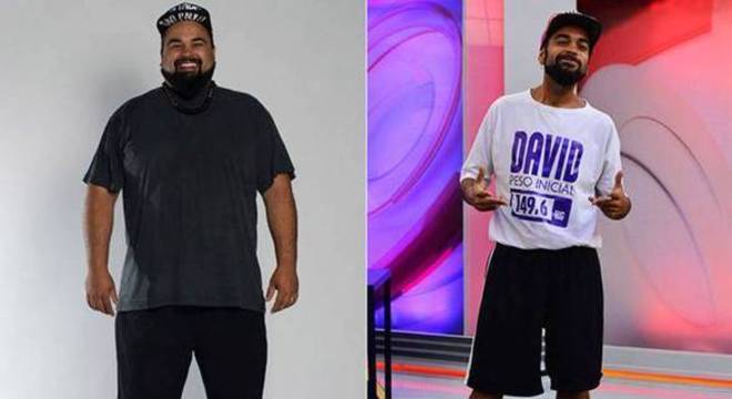 David antes de entrar no Além do Peso/após o programa, 70kg mais magro