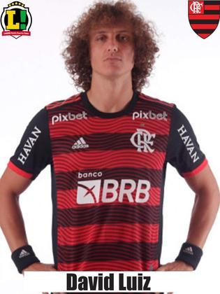 DAVID LUIZ - 5,0 - Foi facilmente batido no lance do primeiro gol de Pedro Rocha, mas segue como peça importante na saída de bola do Flamengo. Fez grande lançamento que originou o segundo gol de Gabigol, de pênalti. 