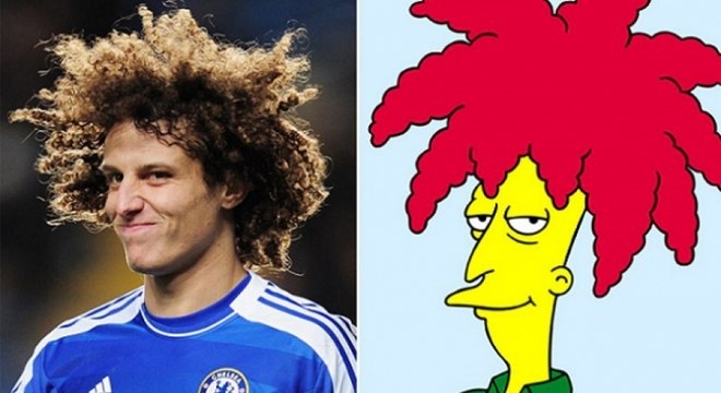 David Luiz e Sideshow Bob, personagem de Os Simpsons