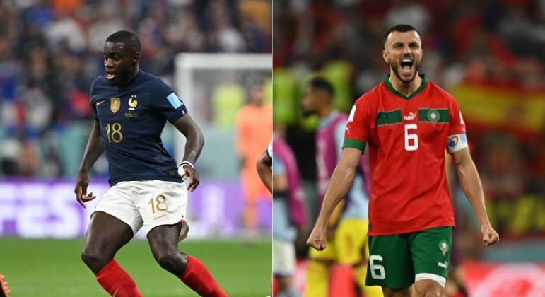 ZAGUEIROSUpamecano está em sua primeira Copa do Mundo. O zagueiro tem apenas 11 partidas pela França, com 1 gol. Atualmente no Bayern de Munique, da Alemanha, o francês foi campeão nacional. Além disso, foi campeão da Liga das Nações com a equipe do técnico Didier Deschamps.Saïss, do Marrocos, tem 71 jogos pela seleção, dois gols marcados e uma assistência. Antes de ser transferido para o Besiktas, atuou no Wolverhampton Wanderers e por lá venceu o campeonato abaixo da Premier League