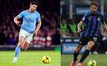 Rúben Dias x AcerbiNo elenco de Pep Guardiola, Dias é nome certo, principalmente pelo entrosamento com o meio-campo. Do outro lado, emprestado pela Lazio, Acerbi faz a primeira temporada com a Inter e soma 48 partidas, além de um gol e uma assistência