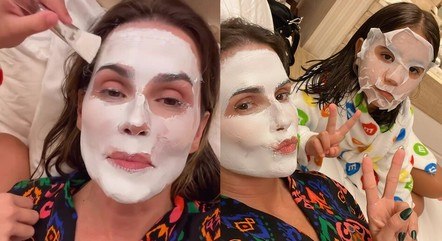 Deborah Secco e Maria Flor no momento de spa