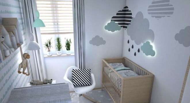 Decoração de quarto de menino com nuvem