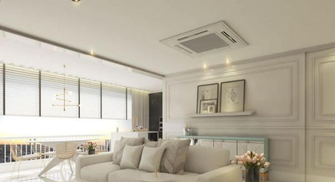 Decoração de sala de estar em tons neutros