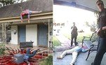 Uma casa de Dallas, no Texas (EUA), tem atraído quase diariamente a polícia até o local. O motivo? A decoração hiper-realista elaborada para celebrar o Halloween
