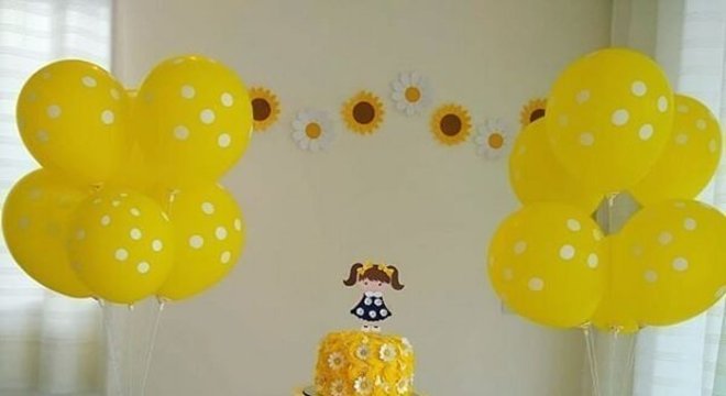Decoração simples infantil para festa tema girassol