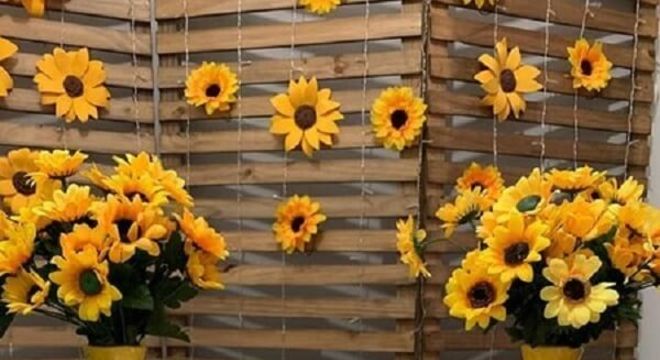 Decoração simples para festa tema girassol