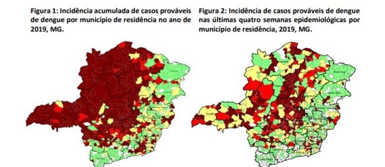 Municípios em vermelho escuro tem incidência muito alta da doença