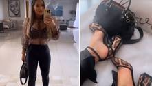 Deolane Bezerra ostenta bolsa e sapatos de luxo, que somam mais de R$ 13 mil