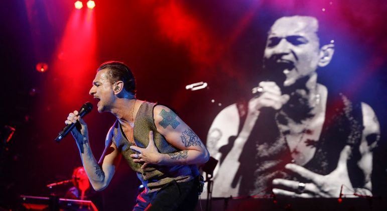  David Gahan, vocalista do Depeche Mode, em show nos Estados Unidos em 2018