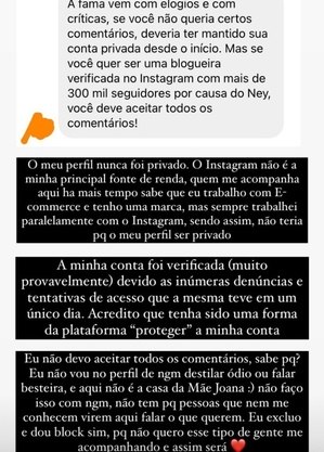 Influenciadora rebateu haters na web