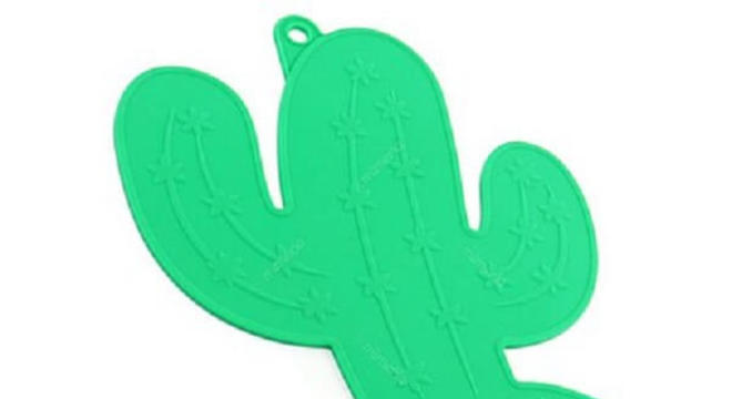 Descanso de panela de silicone com formato de cacto