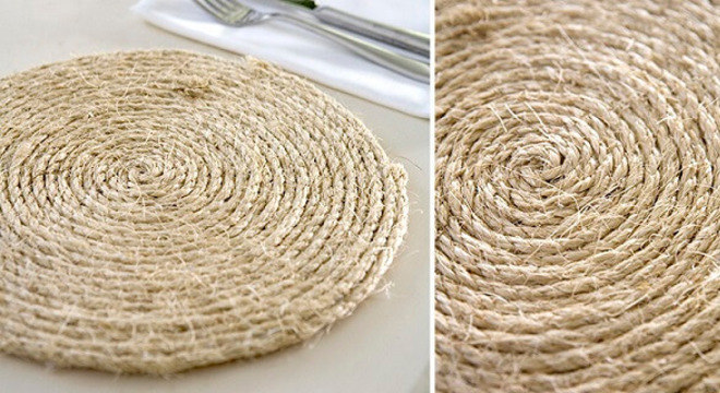 Descanso de panela feito com linha de sisal