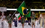 Bruninho e Ketleyn representaram os atletas do Brasil na cerimônia