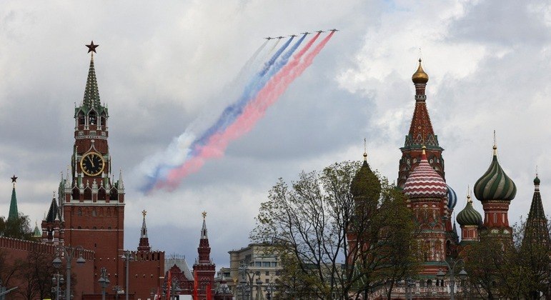Celebrações do Dia da Vitória no Kremlin, em Moscou, na Rússia
