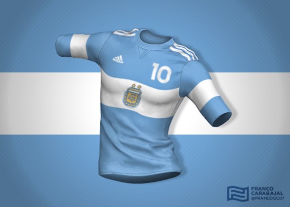 Designer cria camisas de seleções inspiradas nas bandeiras dos países: Argentina