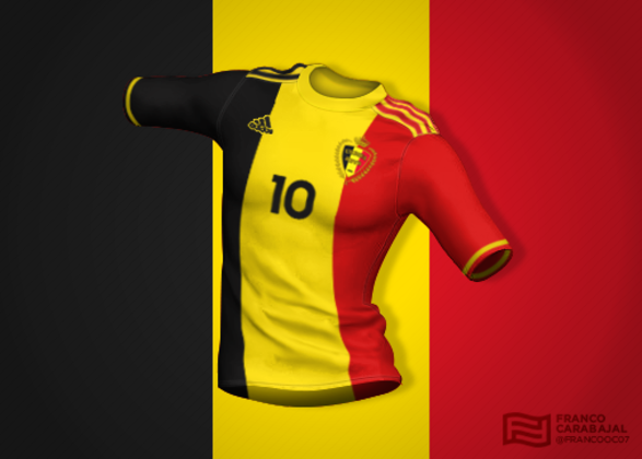 Designer cria camisas de seleções inspiradas nas bandeiras dos países: Bélgica
