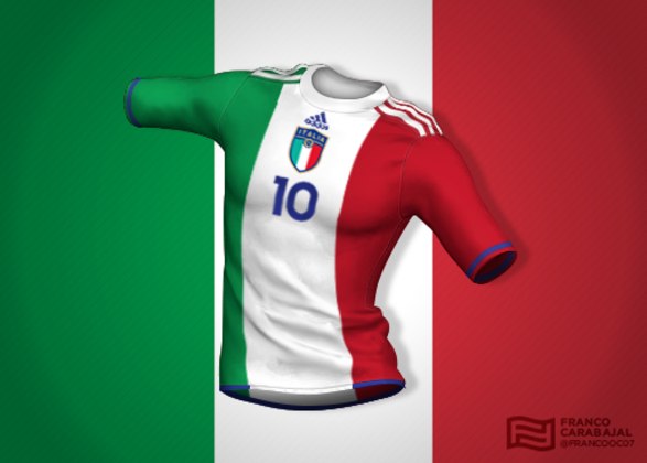 Designer cria camisas de seleções inspiradas nas bandeiras dos países: Itália