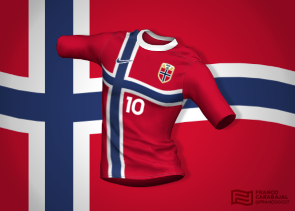 Designer cria camisas de seleções inspiradas nas bandeiras dos países: Noruega