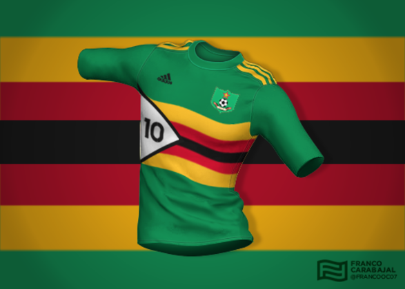 Designer cria camisas de seleções inspiradas nas bandeiras dos países: Zimbábue