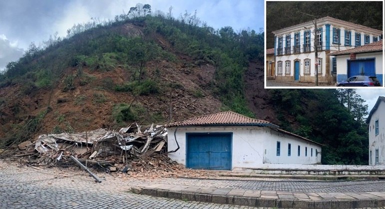 Encosta do Morro da Forca caiu sobre dois imóveis em Ouro Preto (MG)