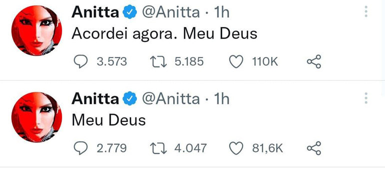 Desse total, cerca de 2 milhões não vieram do Brasil, o que também reforça o sucesso internacional da cantora. No dia seguinte, a chegada dela ao topo do spotify mundial foi o assunto mais comentado no Twitter. Anitta destacou: 