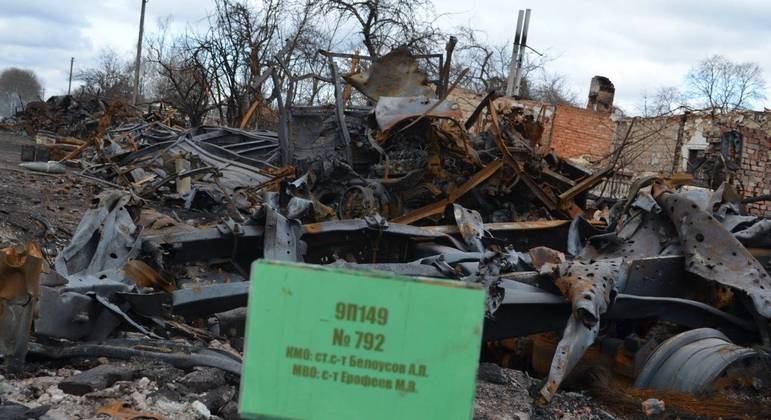 Registro de destruição na região do Donbass, no leste da Ucrânia