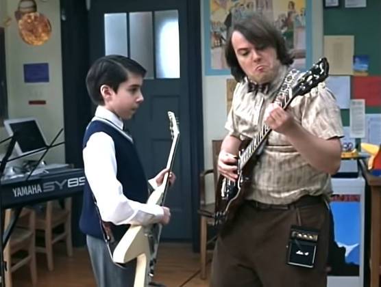 Dewey Finn (Jack Black), de “Escola de Rock”. Lançado em 2004. 