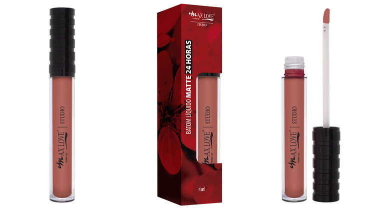 Batom Líquido Matte 24H (Max Love)Conhecida pelo gloss lip volumoso, produto que aumenta o tamanho dos lábios, a Max Love também tem um batom super resistente: o Batom Líquido 24 horas tem textura suave e cremosa e não transfere, não borra e não sai. São 24 cores para complementar todos os momentosValor: R$ 14,46
