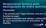 Tiago Dionisio foi didático ao explicar que 'articulador' é uma palavra muito forte para definir seu jogo. Com uma dose de humor e uma pitada de ironia, informou que seu papel, na verdade, é outro