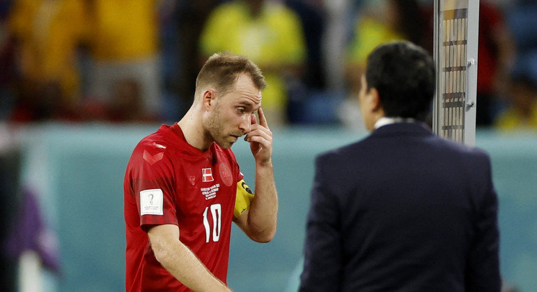 Eriksen, um dos principais jogadores da Dinamarca, não marcou gols na Copa do Catar
