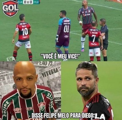 Discussão entre Felipe Melo e Diego Ribas no Fla-Flu rendeu memes nas redes sociais.
