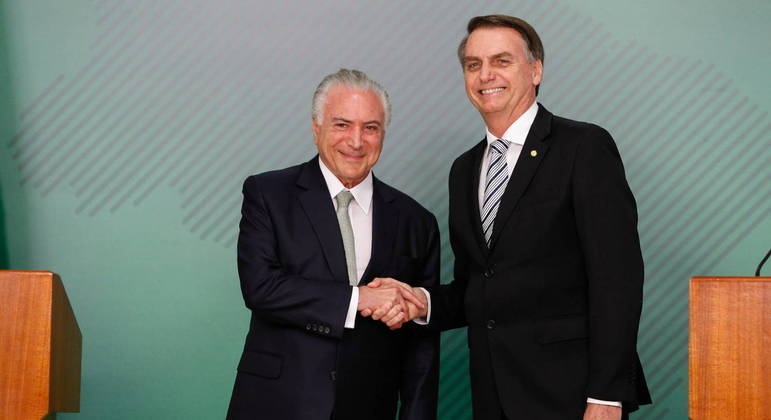 Bolsonaro e Michel Temer em encontro no ano de 2018