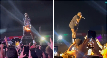 Peça de roupa de Djonga pegou fogo em show