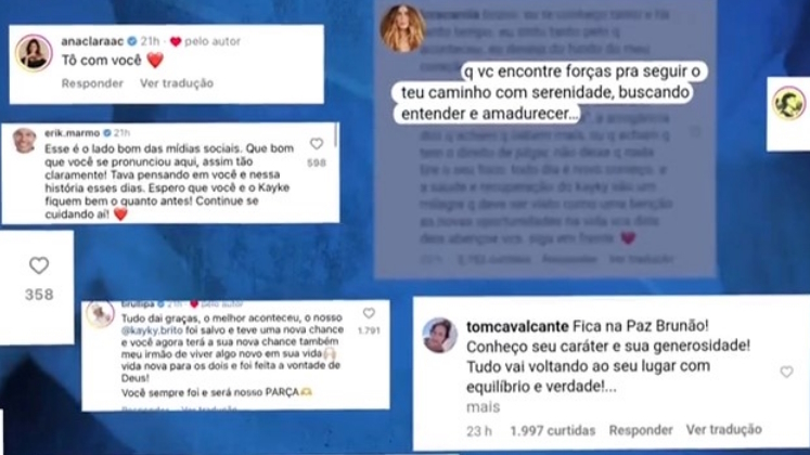 Pelas redes sociais, ele recebeu o carinho de muitos amigos, como Carolina Dickman, Tom Cavalcante e Fernanda Rodrigues