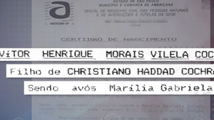 O documento da Certidão de Nascimento de Vitor comprova seu parentesco com a jornalista, pois o nome da mulher está no arquivo