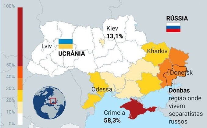 Donbas é outra região que causou aumento das tensões entre os países. Também em 2014, um grupo separatista tomou o controle da região. Eles são financiados pela Rússia. 