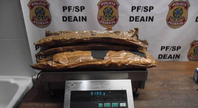 Droga apreendida pela Polícia Federal no aeroporto de Guarulhos, em São Paulo