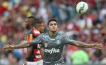 Dudu comemora gol do Palmeiras diante do Flamengo, na última vitória do Verdão, em 2015, no Maracanã