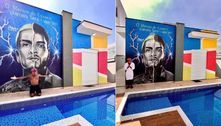 Dynho Alves mostra grafite em homenagem a MC Kevin: 'Jamais será esquecido'
