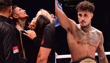 Dynho Alves leva nocaute de MC Livinho em luta de boxe e ganha apoio de MC Mirella