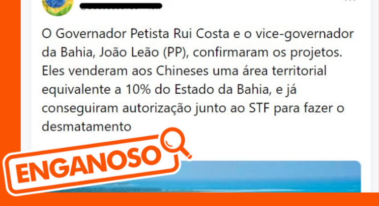 É enganoso que governo da Bahia vendeu parte das terras para chineses