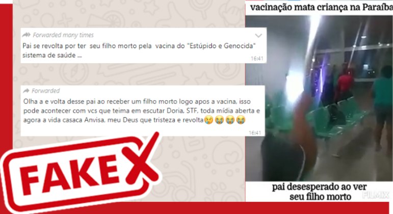 É fake que criança morreu após ser vacinada na Paraíba