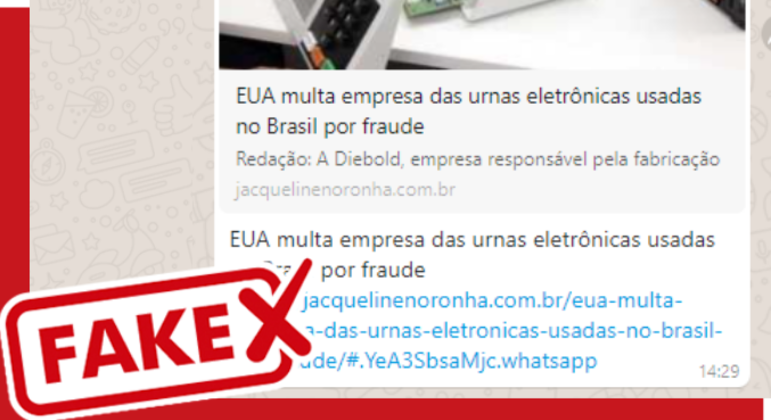 É fake que empresa que fabrica as urnas eletrônicas foi multada por fraude