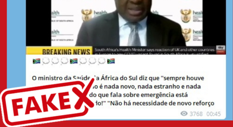 É falso que o ministro da Saúde sul-africano tenha dito que a nova variante não é 'nada perigosa'