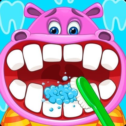 É um jogo de dentista para animais. Como em um consultório odontológico, usa-se os instrumentos necessários para tratar os dentes deles. 