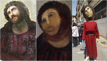 Dez anos após restauração virar meme, obra de arte ganha versão em boneco cabeçudo na Espanha