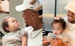 Na Páscoa, Militão Jr., irmão do jogador, publicou algumas fotos de Ceci no colo do pai nos stories. 'Páscoa com o papai', escreveu ele